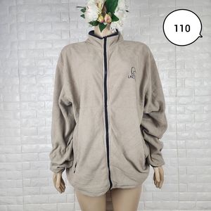 duck unlimited beige full zip fleece sweater